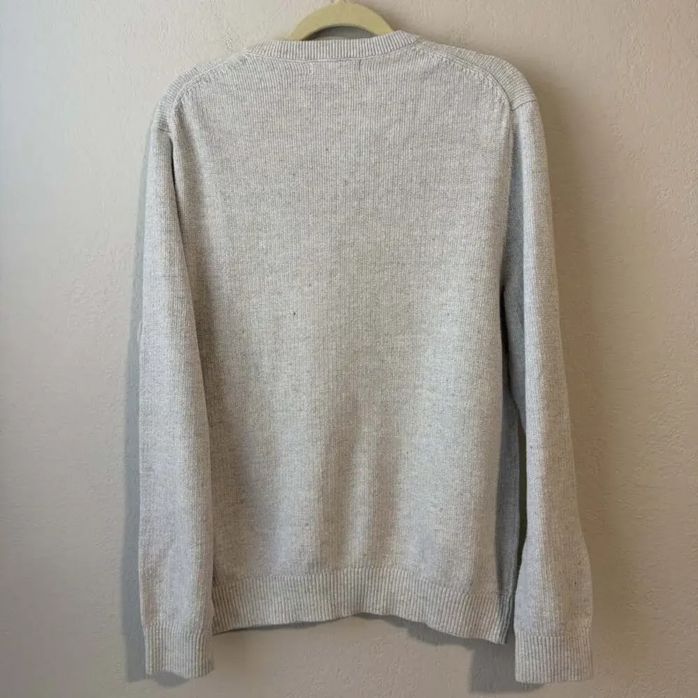 Banana Republic Textured Henley Shirt Mens L Gray Knit preppy coastal style